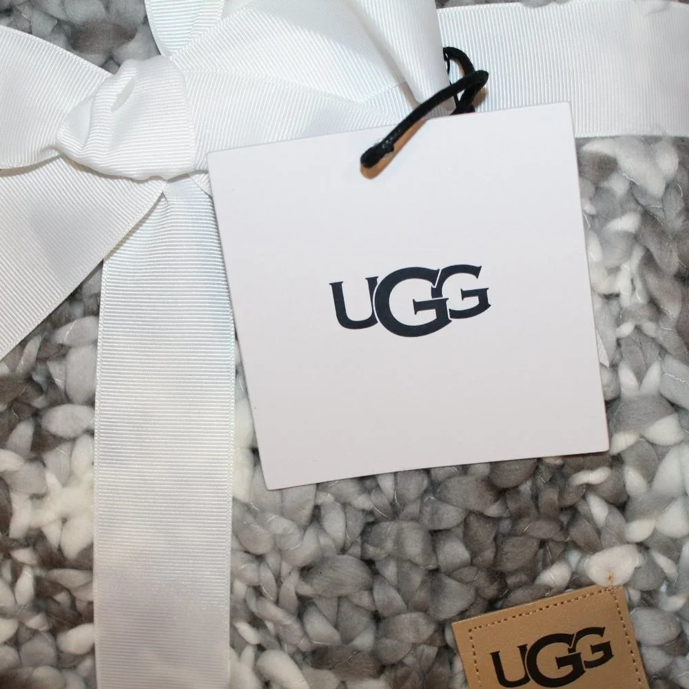NWT UGG HOME‎ KNIT SWEATER GRAY MULTI 50 X 70 GRAY THROW